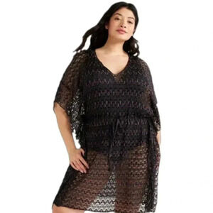 Time and Tru Women's Plus Crochet Kaftan Bathingsuit Coverup.  (New)